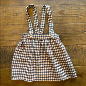 ZARA Baby Toddler Girls Plaid Jumper Overall Dress 9-12M